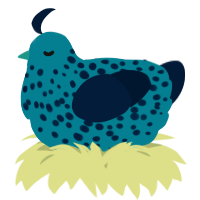 A sea and tumblr chicken with a speckle pattern