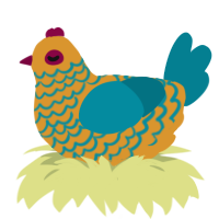 A orange and sea chicken with a lace pattern