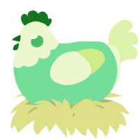A spring and apple chicken with a head pattern