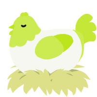 A white and lime chicken with a head pattern