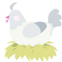 A white and mist chicken with a head pattern