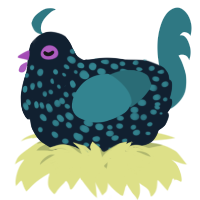 A tumblr and sea chicken with a speckle pattern