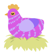 Flat Tire, a orchid and lilac chicken with a bar pattern