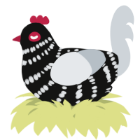 A black and mist chicken with a bar pattern