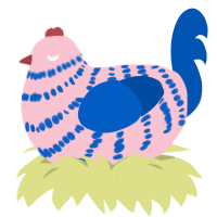 Its a Uhhhh, a rose and ultramarine chicken with a bar pattern