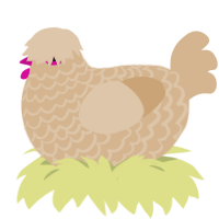 A beige chicken with a lace pattern