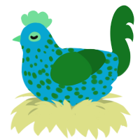 Bluey, a cerulean and leaf chicken with a speckle pattern