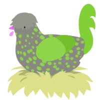 chemical reaction, a ash and grass chicken with a speckle pattern