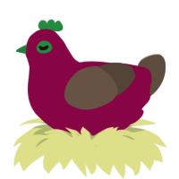 A maroon and bark chicken