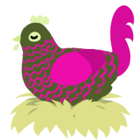 A olive and fuchsia chicken with a lace pattern
