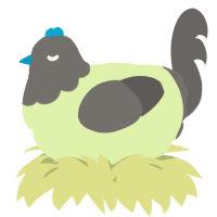 A apple and grey chicken with a head pattern