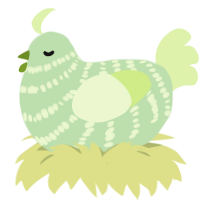 A gluppy and apple chicken with a bar pattern