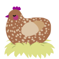 A brown and beige chicken with a speckle pattern