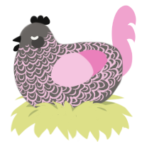 aroma, a grey and pink chicken with a double-lace pattern