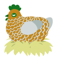 A ochre and silver chicken with a lace pattern