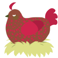 A russet and crimson chicken with a speckle pattern