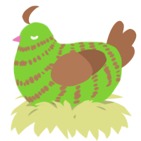 A grass and brown chicken with a bar pattern