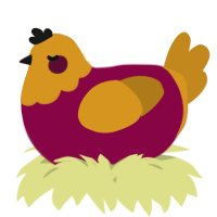 A maroon and ochre chicken with a head pattern