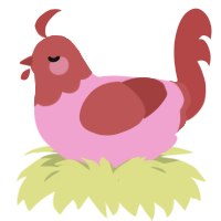 Heart Shaped Box, a pink and red chicken with a head pattern