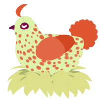 A apple and vermilion chicken with a speckle pattern
