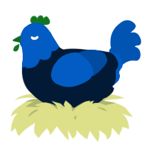 A tumblr and ultramarine chicken with a head pattern
