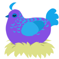 Blue poppy, a blurple and sky chicken with a half-lace pattern