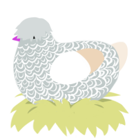 A silver and cream chicken with a double-lace pattern