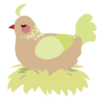 pippin, a beige and lemon chicken with a neck-speckle pattern