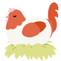A white and vermilion chicken with a head pattern