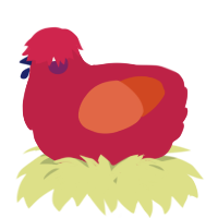 A crimson and vermilion chicken