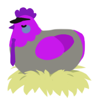 Defoko, a ash and amethyst chicken with a head pattern