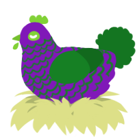 A violet and leaf chicken with a lace pattern