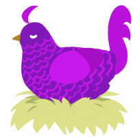 Concord Grape, a violet and amethyst chicken with a lace pattern