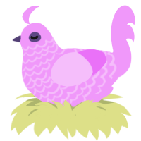 Lacey, a lavender chicken with a lace pattern
