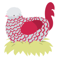 A mist and crimson chicken with a lace pattern