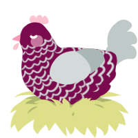 A wine and silver chicken with a lace pattern