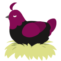 A sable and wine chicken with a head pattern