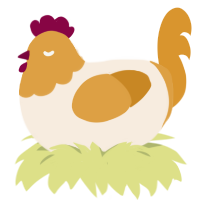 cream puff, a cream and orange chicken with a head pattern