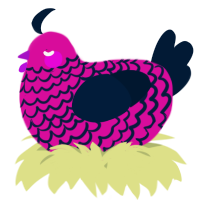 A fuchsia and tumblr chicken with a lace pattern
