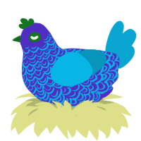 牛 一, a indigo and cerulean chicken with a double-lace pattern