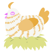 A white and honey chicken with a bar pattern
