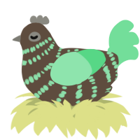 A bark and spring chicken with a bar pattern