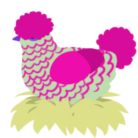 A gluppy and fuchsia chicken with a lace pattern