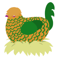 Pineapple, a orange and leaf chicken with a lace pattern