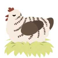 A cream and bark chicken with a half-bar pattern