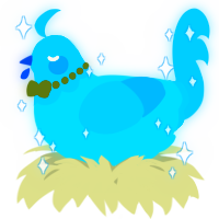 A cerulean and sky chicken with a head pattern