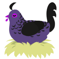 2ourple, a overcast and sable chicken with a half-lace pattern