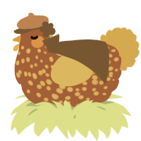 A russet and gold chicken with a speckle pattern