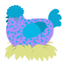 A lilac and cerulean chicken with a speckle pattern