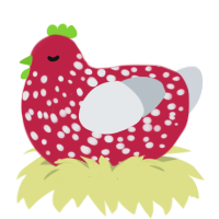 grasshroom, a crimson and mist chicken with a speckle pattern